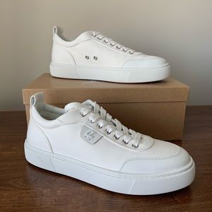 Christian Louboutin Simplerui Flat White Bianco Canvas Low Top EU42
